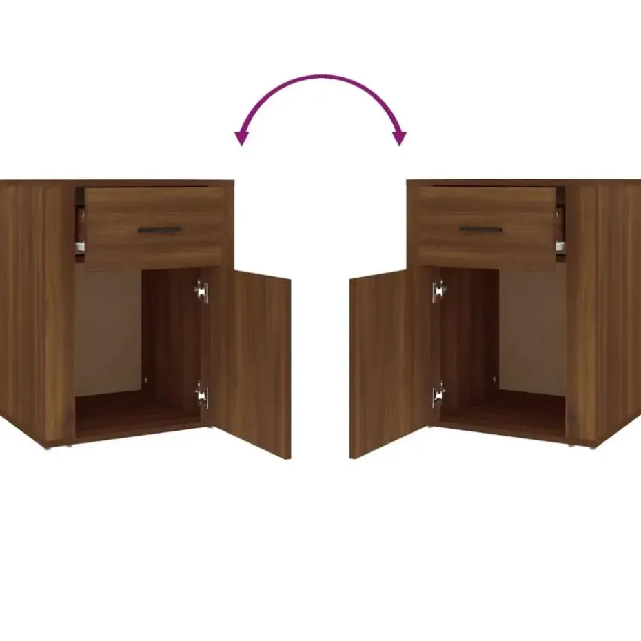 vidaXL - Nachtkastje met lade en deur - Bruin eiken - Bewerkt hout - 50x36x60 cm