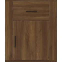 vidaXL - Nachtkastje met lade en deur - Bruin eiken - Bewerkt hout - 50x36x60 cm