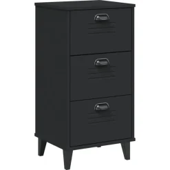 vidaXL - Nachtkastje VIKEN met metalen poten en 3 lades - Zwart - 40x35x80 cm