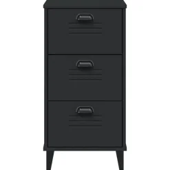 vidaXL - Nachtkastje VIKEN met metalen poten en 3 lades - Zwart - 40x35x80 cm