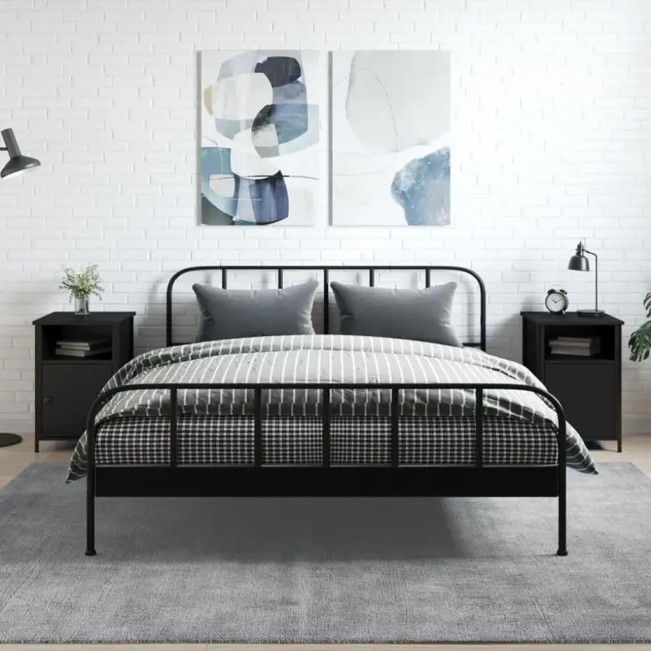 vidaXL - Nachtkastjes - Zwart - Bewerkt hout - 40 x 42 x 60 cm - 2 stuks