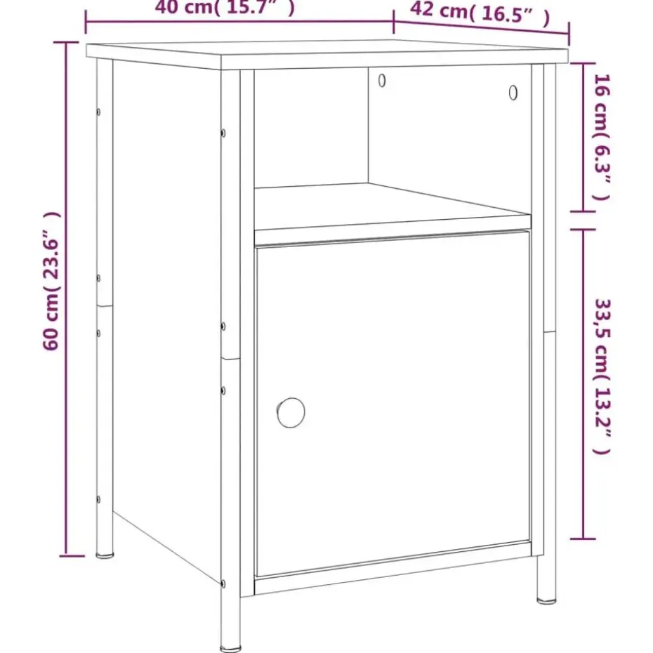 vidaXL - Nachtkastjes - Zwart - Bewerkt hout - 40 x 42 x 60 cm - 2 stuks