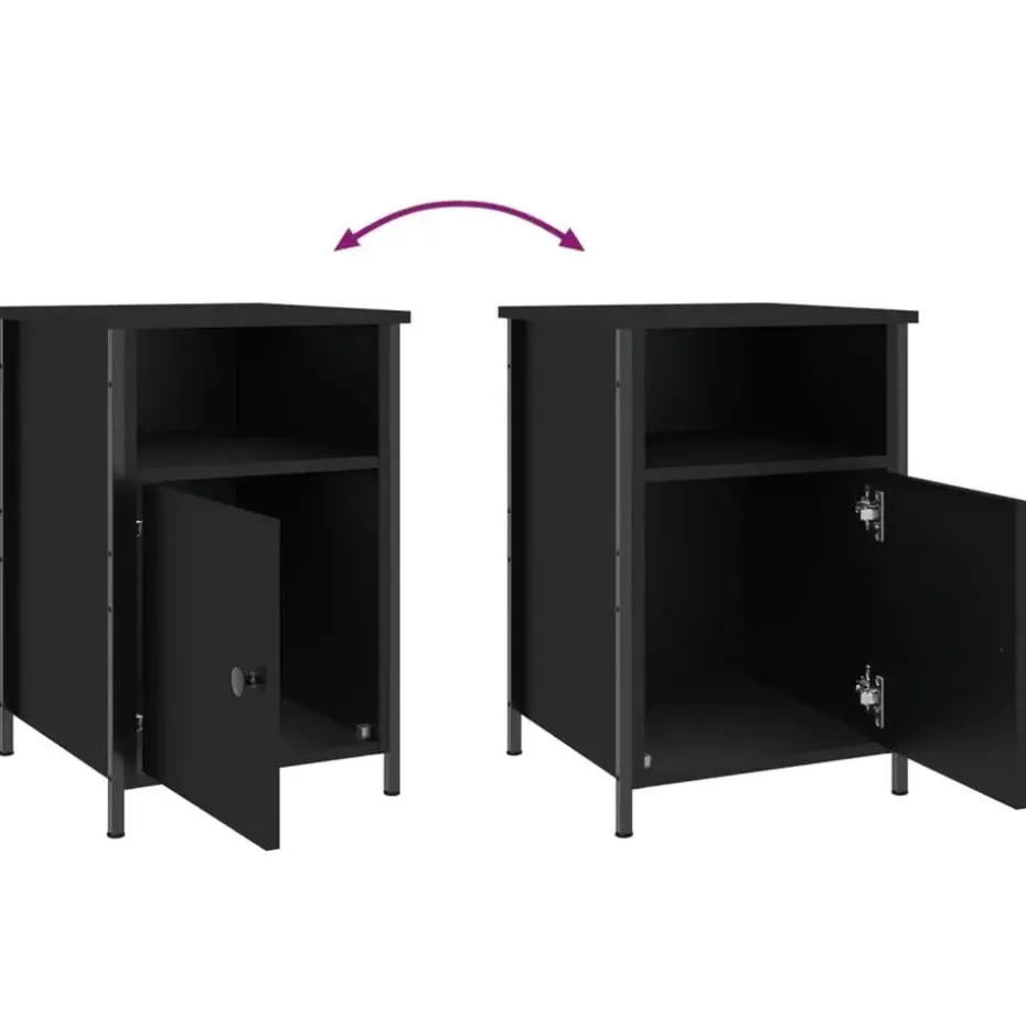 vidaXL - Nachtkastjes - Zwart - Bewerkt hout - 40 x 42 x 60 cm - 2 stuks