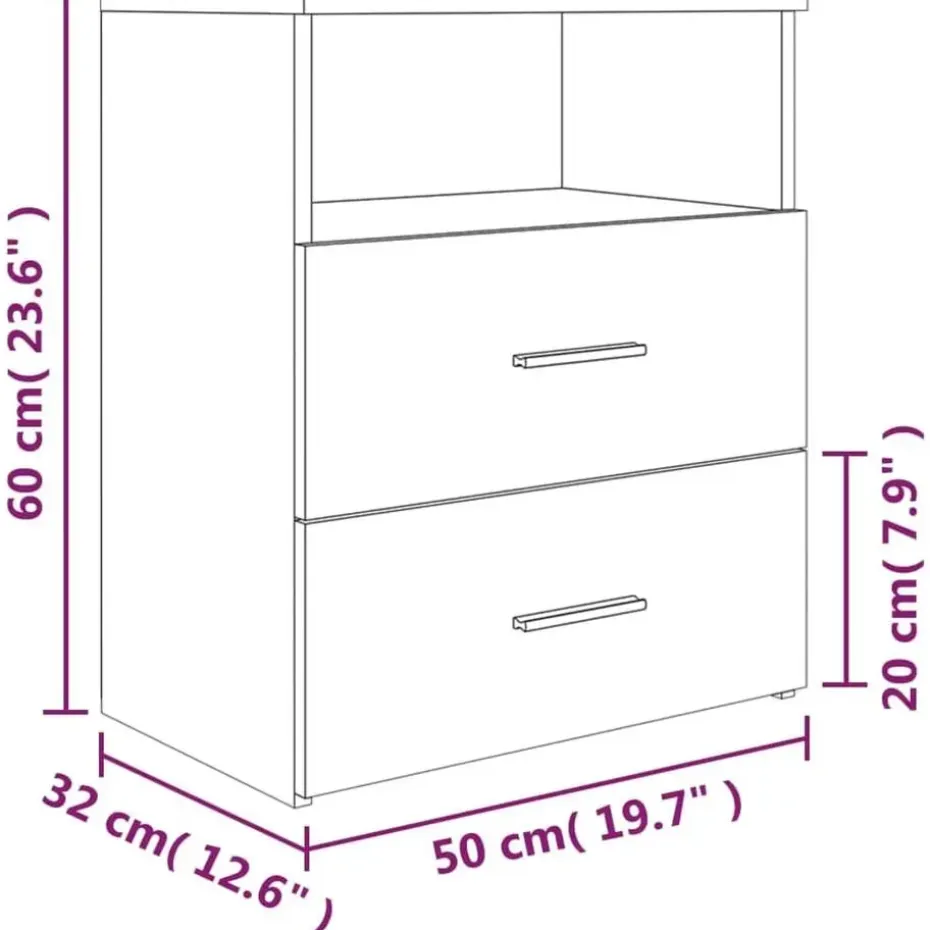 vidaXL - Nachtkastjes met 2 lades - Bruineiken - Hout - 50x32x60 cm - Set van 2