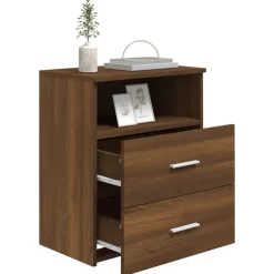 vidaXL - Nachtkastjes met 2 lades - Bruineiken - Hout - 50x32x60 cm - Set van 2