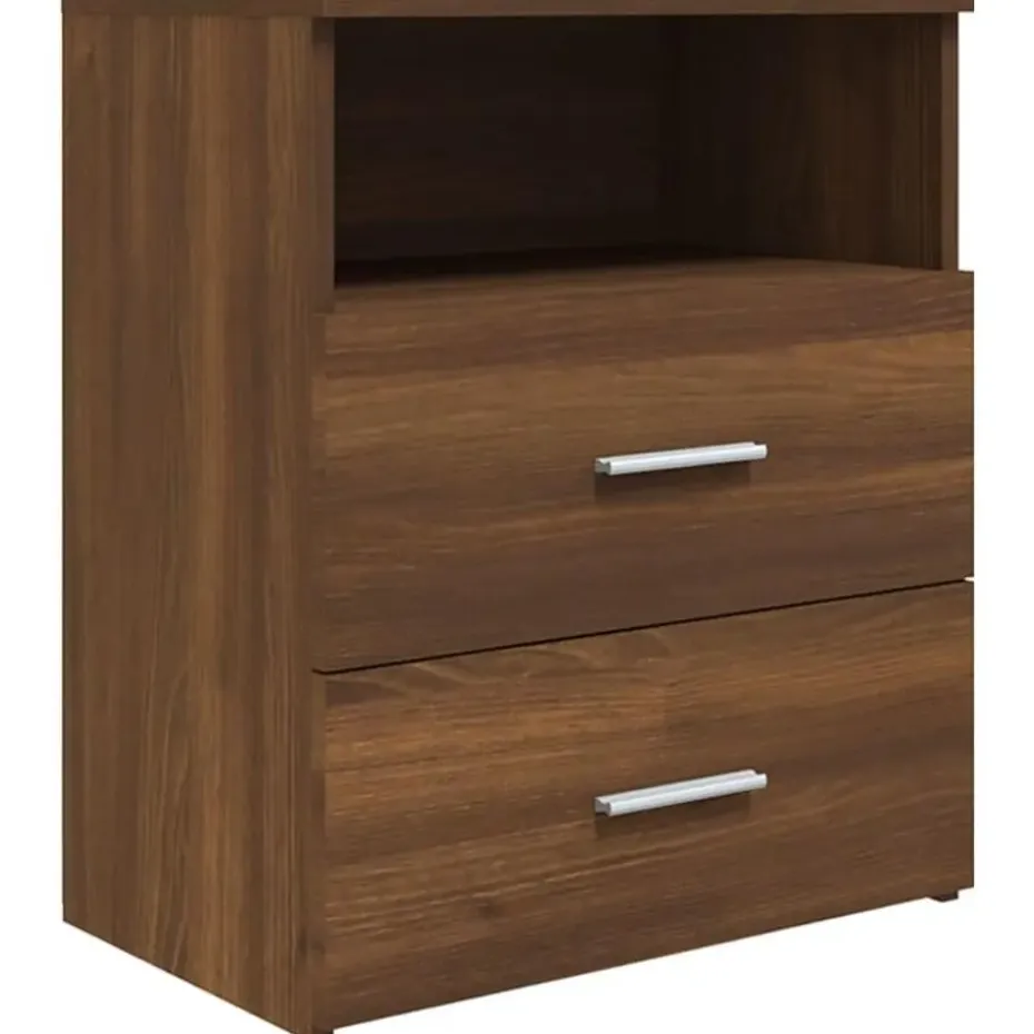 vidaXL - Nachtkastjes met 2 lades - Bruineiken - Hout - 50x32x60 cm - Set van 2