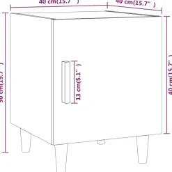 vidaXL - Nachtkastjes met houten poten - Bruin eiken - 40x40x50 cm - 2 stuks