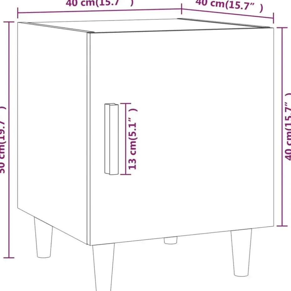 vidaXL - Nachtkastjes met houten poten - Bruin eiken - 40x40x50 cm - 2 stuks