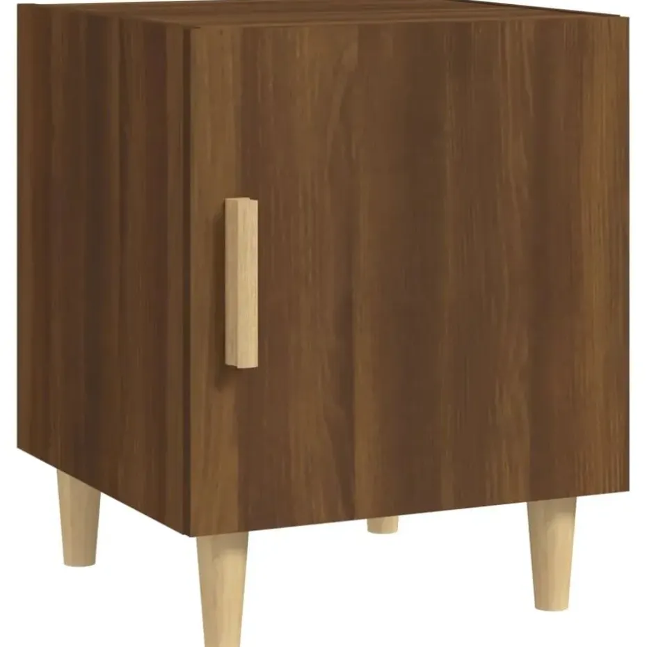 vidaXL - Nachtkastjes met houten poten - Bruin eiken - 40x40x50 cm - 2 stuks
