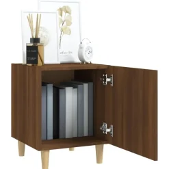 vidaXL - Nachtkastjes met houten poten - Bruin eiken - 40x40x50 cm - 2 stuks