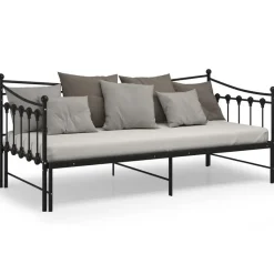 vidaXL - Onderschuifbedbank - Zwart - Metaal - 90x200 cm