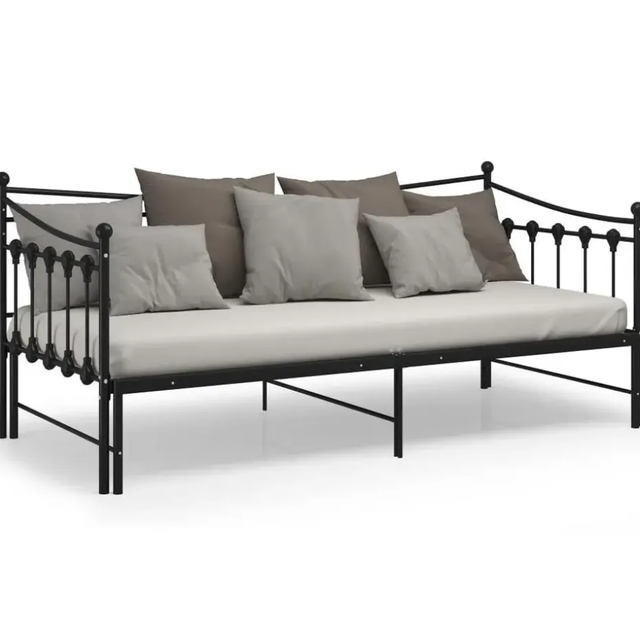 vidaXL - Onderschuifbedbank - Zwart - Metaal - 90x200 cm