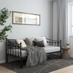 vidaXL - Onderschuifbedbank - Zwart - Metaal - 90x200 cm