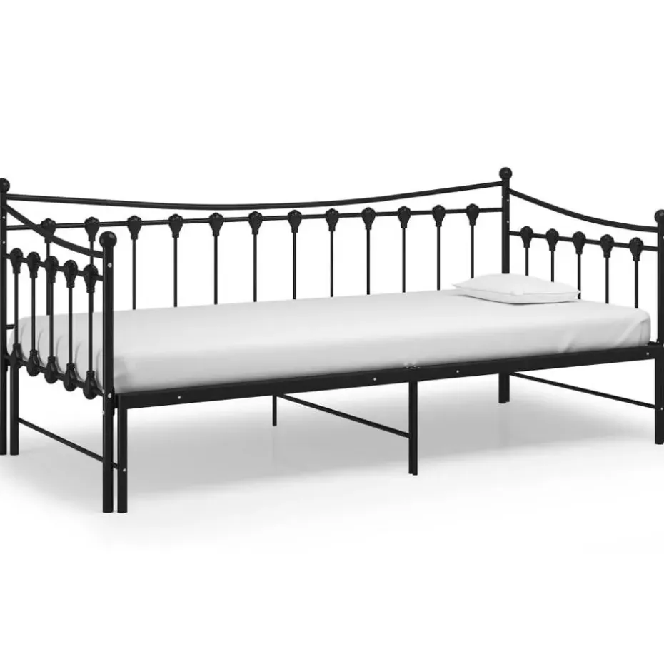 vidaXL - Onderschuifbedbank - Zwart - Metaal - 90x200 cm