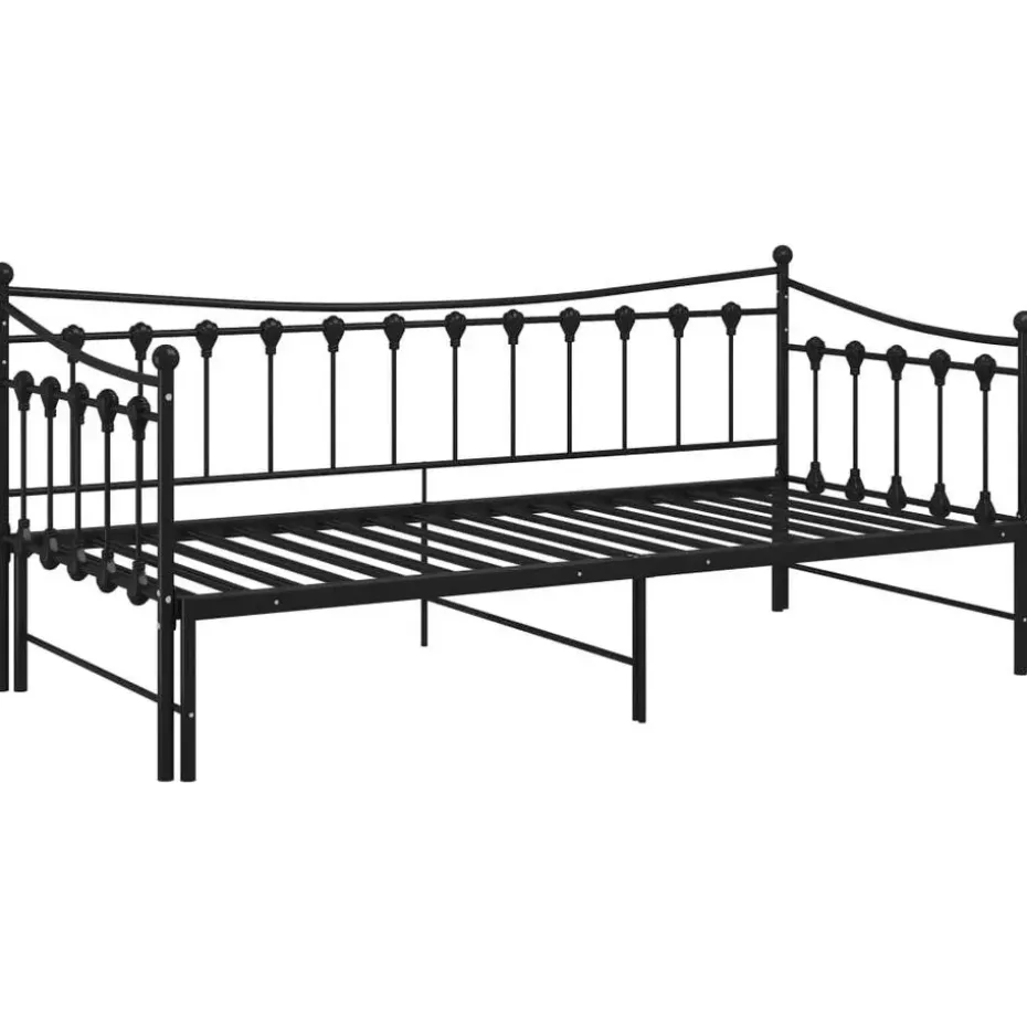 vidaXL - Onderschuifbedbank - Zwart - Metaal - 90x200 cm
