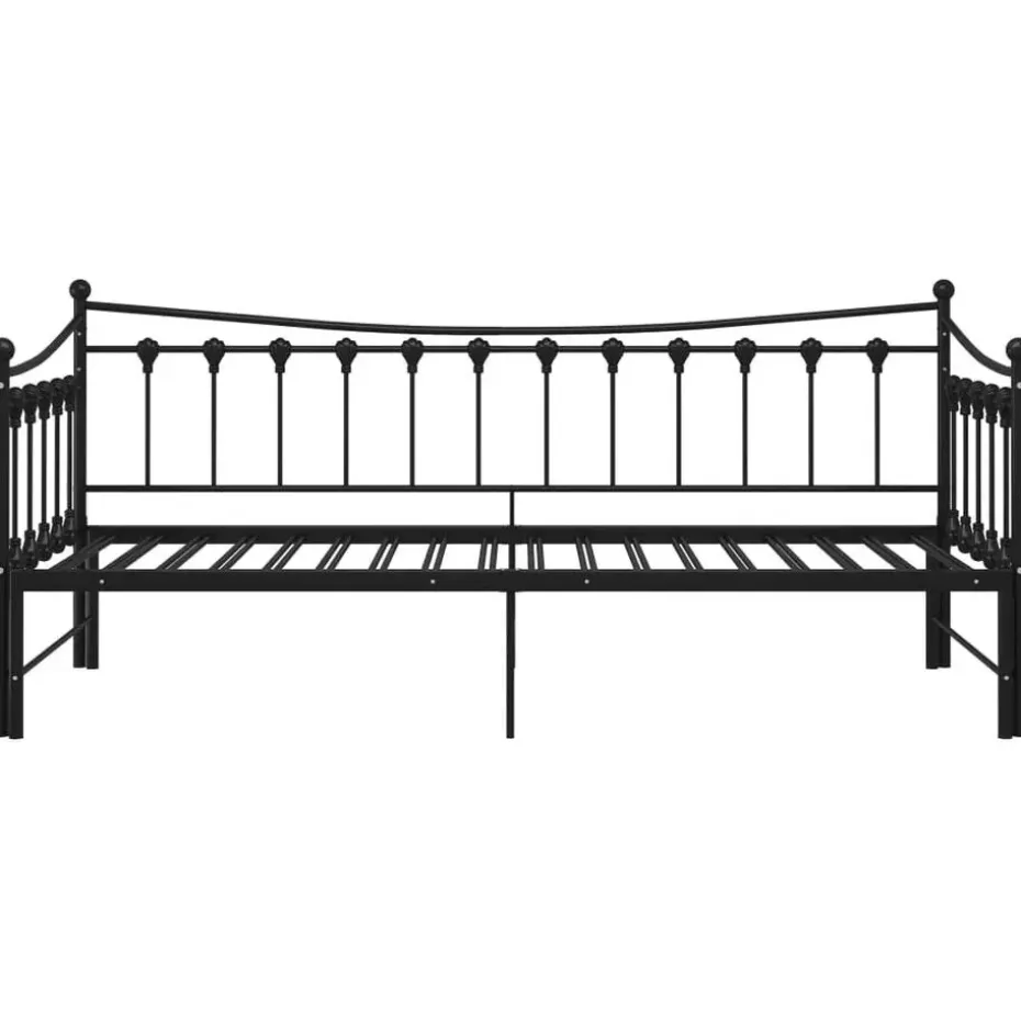 vidaXL - Onderschuifbedbank - Zwart - Metaal - 90x200 cm