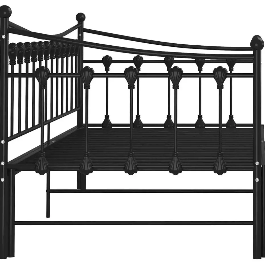 vidaXL - Onderschuifbedbank - Zwart - Metaal - 90x200 cm