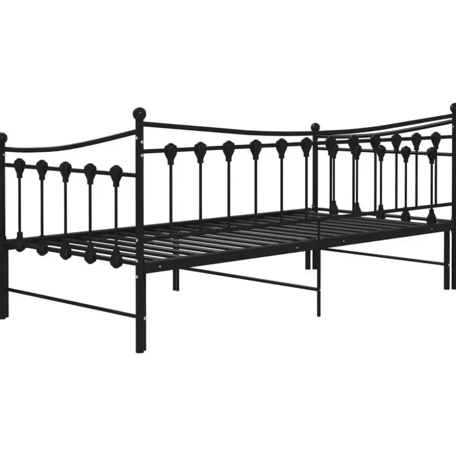 vidaXL - Onderschuifbedbank - Zwart - Metaal - 90x200 cm