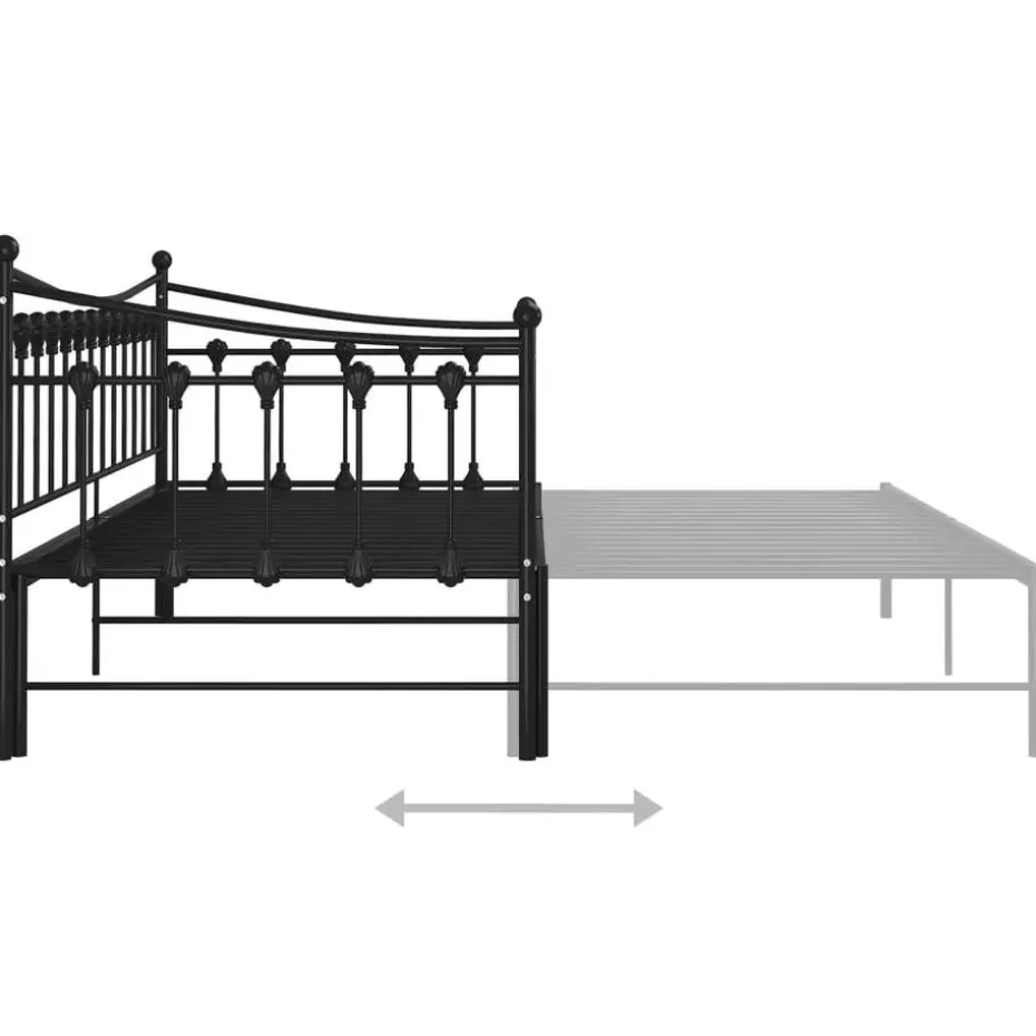 vidaXL - Onderschuifbedbank - Zwart - Metaal - 90x200 cm