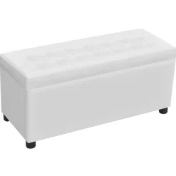 vidaXL - Opberg Hocker - Wit - Kunstleer