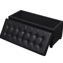 vidaXL - Opberg Hocker - Zwart - Kunstleer