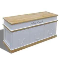 vidaXL - Opbergbank - Wit - Hout