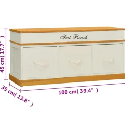 vidaXL - Opbergbank - Wit - Hout