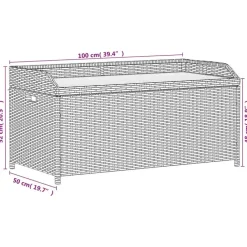 vidaXL - Opbergbankje bruin - Poly rattan en acaciahout - 100x50x52 cm