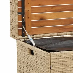 vidaXL - Opbergbankje bruin - Poly rattan en acaciahout - 100x50x52 cm