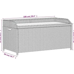 vidaXL - Opbergbankje zwart - Poly rattan en acaciahout - 100x50x52 cm