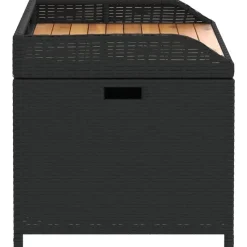 vidaXL - Opbergbankje zwart - Poly rattan en acaciahout - 100x50x52 cm
