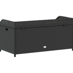 vidaXL - Opbergbankje zwart - Poly rattan en acaciahout - 100x50x52 cm