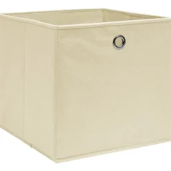 vidaXL - Opbergbox - Crème - Stof - 4 stuks