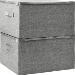 vidaXL - Opbergbox Opbergboxen - Grijs - Stof - 2 stuks