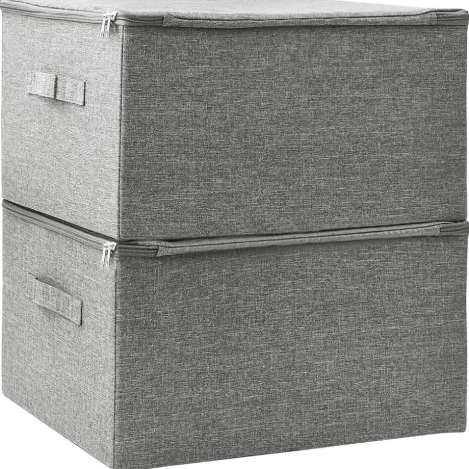 vidaXL - Opbergbox Opbergboxen - Grijs - Stof - 2 stuks