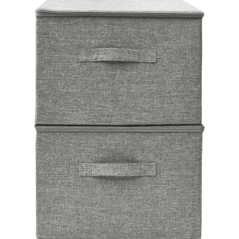 vidaXL - Opbergbox Opbergboxen - Grijs - Stof - 2 stuks