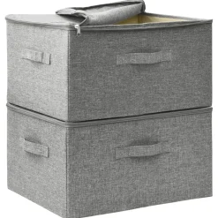 vidaXL - Opbergbox Opbergboxen - Grijs - Stof - 2 stuks