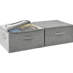 vidaXL - Opbergbox Opbergboxen - Grijs - Stof - 2 stuks