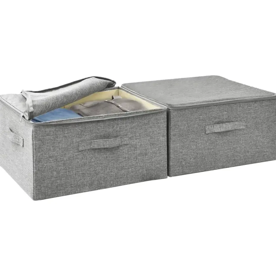vidaXL - Opbergbox Opbergboxen - Grijs - Stof - 2 stuks