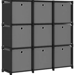 vidaXL - Opbergkast - Zwart - Stof - 9-vaks