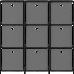 vidaXL - Opbergkast - Zwart - Stof - 9-vaks