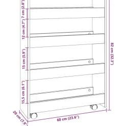 vidaXL - Opbergtrolley - Wit - Bewerkt hout