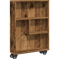 vidaXL - Opbergtrolley smal - Oud hout - Bewerkt hout - 48x13x68 cm