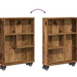 vidaXL - Opbergtrolley smal - Oud hout - Bewerkt hout - 48x13x68 cm