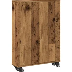 vidaXL - Opbergtrolley smal - Oud hout - Bewerkt hout - 48x13x68 cm