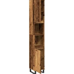 vidaXL - Oud hout Kolomkast met 2 deuren 2 vakken - Ijzer en hout - 30x30x190 cm