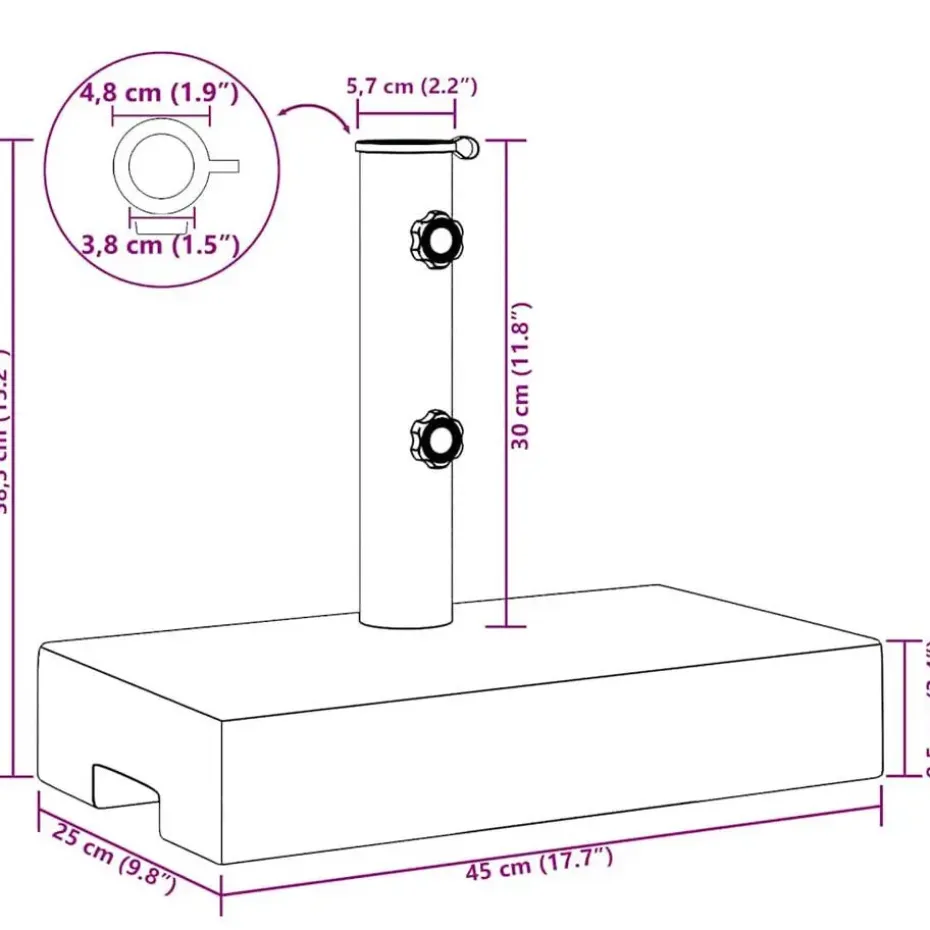 vidaXL - Parasolvoet - Grijs - Graniet