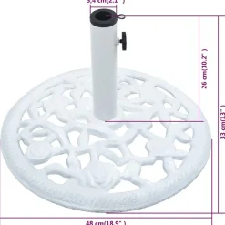 vidaXL - Parasolvoet - Wit - Gietijzer - 48 x 48 x 33 cm