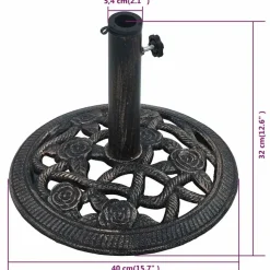 vidaXL - Parasolvoet - Zwart - Gietijzer - 40 x 40 x 32 cm