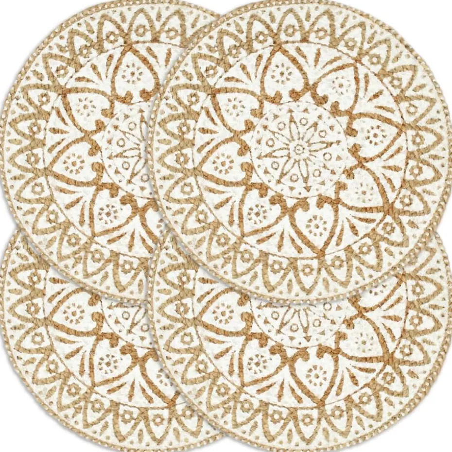 vidaXL - Placemat - Wit - Jute - 4 stuks